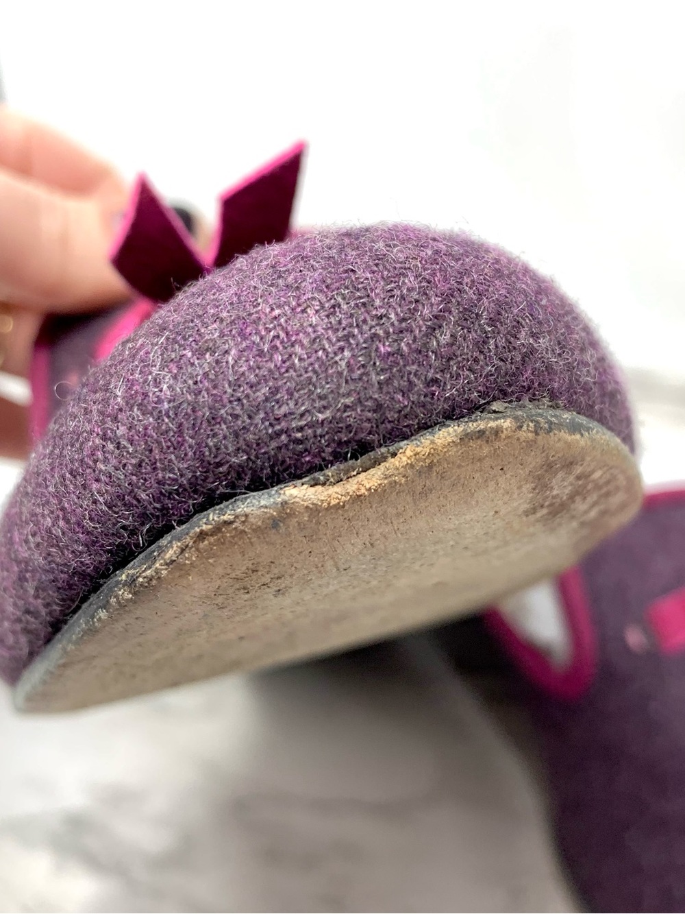 Cole Haan Sabrina Purple Wool Tassel Loafers with Pink Trim 10AA Preppy Quirky - Picture 9 of 16